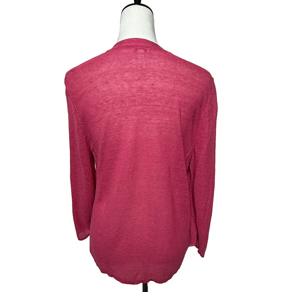 J. Jill Cardigan Sweater Womens Large Pink Linen Blend Button Up Light Weight - Picture 3 of 10